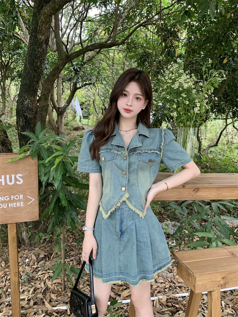 半袖デニムシャツレディース夏デザインセンスニッチ2023新しい