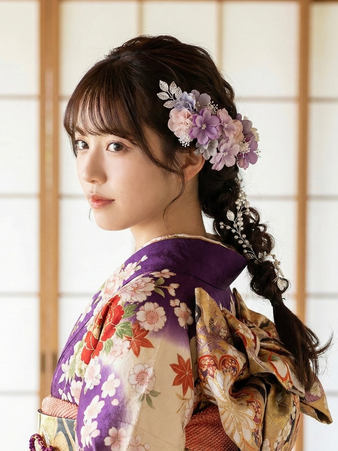 【Zinnia(ジニア)髪飾り パープル】小枝ビジュー 卒業式 袴 振袖 成人式 白無垢 色打掛 和装 ヘアパーツ ヘッドドレス 白無垢 k-0139