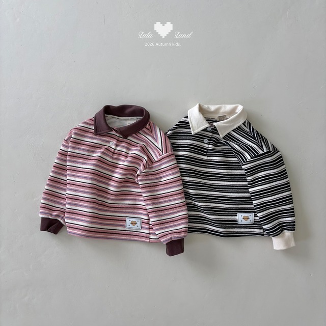 pig stripe collar tee【lalaland】※9月下旬〜10月上旬発送予定