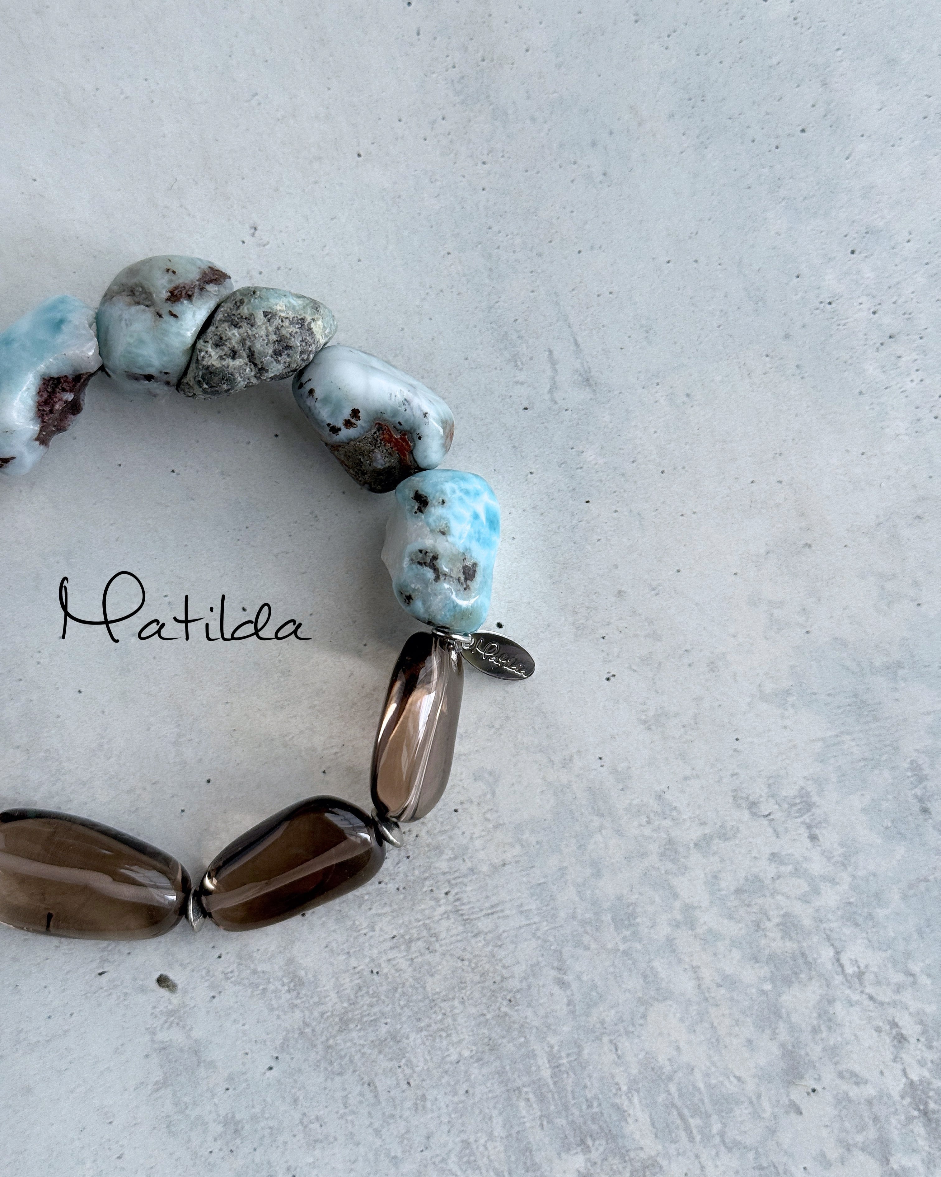 bicolor bracelet(ラリマー×スモーキークォーツ)