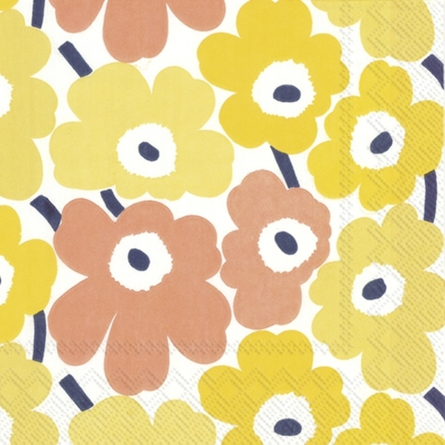 【marimekko】バラ売り2枚 ランチサイズ ペーパーナプキン MINI UNIKKO イエロー