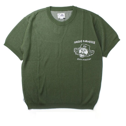 gym master ＜オリーブ(46)＞ ジムマスター ジャガードニットSMILE PARADICE TEE G321782 メンズ レディース 半袖 Tシャツ ニット