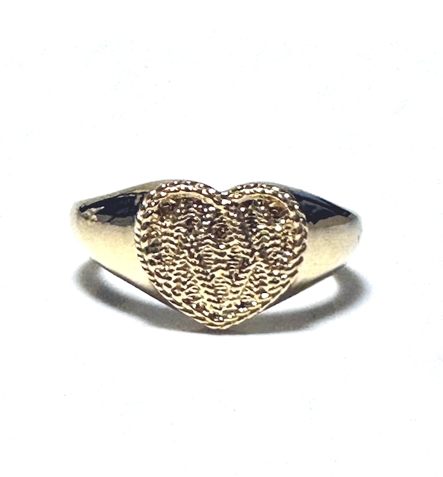 SILVER925  CABLE KNIT HEART SIGNET RING M / gold