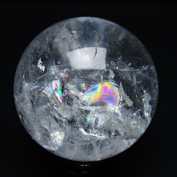 水晶 丸玉 虹入り 59mm スフィア 置物 水晶玉 一点物 151-8738