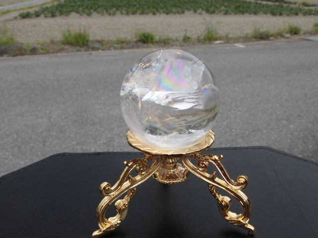 【送料無料】【高品質】69mm ブラジル産天然レインボー水晶玉 no.3