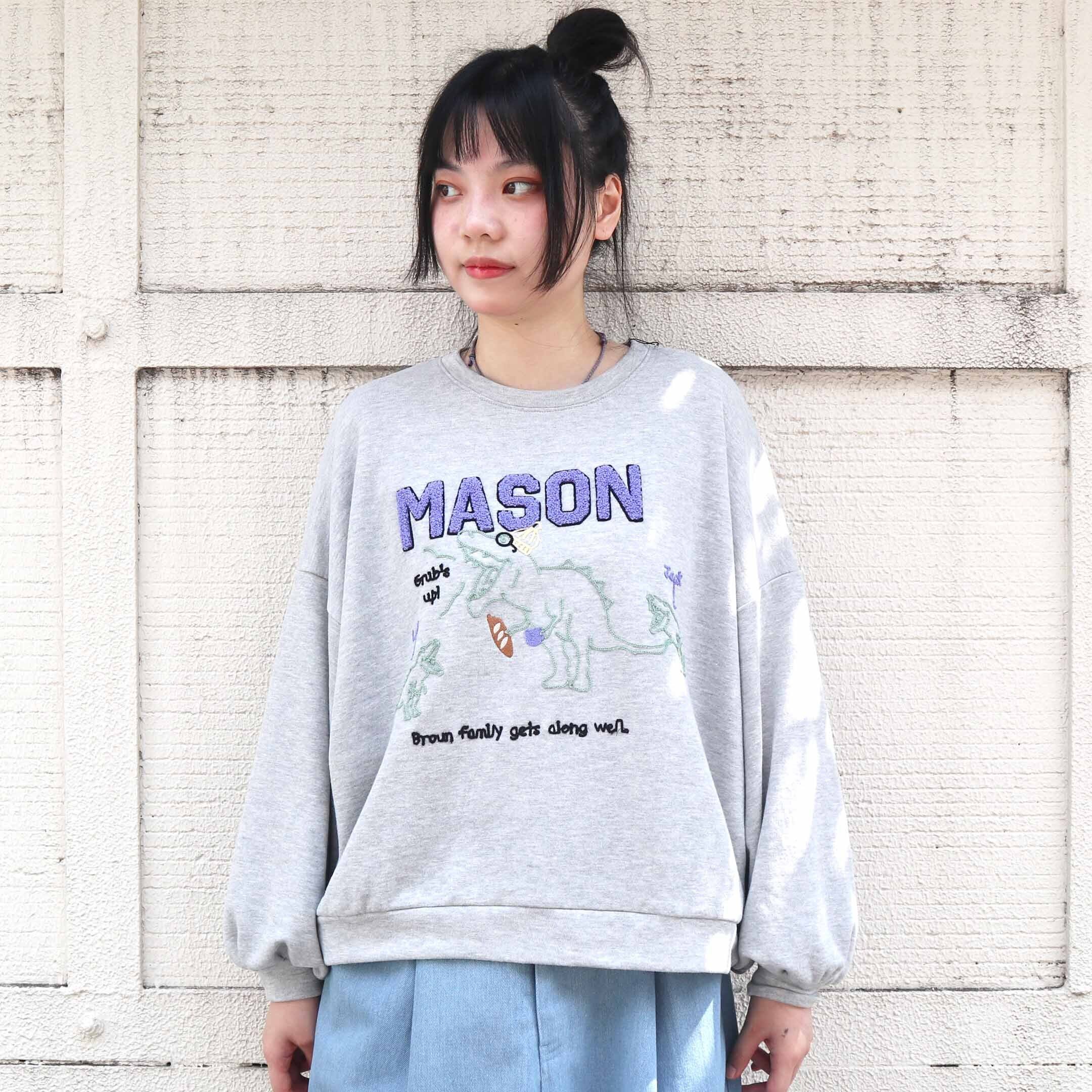 【美品】アルベロベロ スウェット トレーナー ぶたさん 刺繍 ビジュー (宝石) 恐竜サガラ刺繍スウェット(商品NO.440076) | libi se mi to by