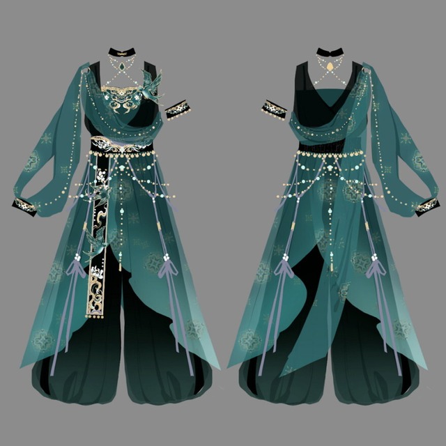 イベント 舞台衣装に｜ エキゾチック 孔雀 刺繍 セットアップ 異国 幻想衣装 コスチューム