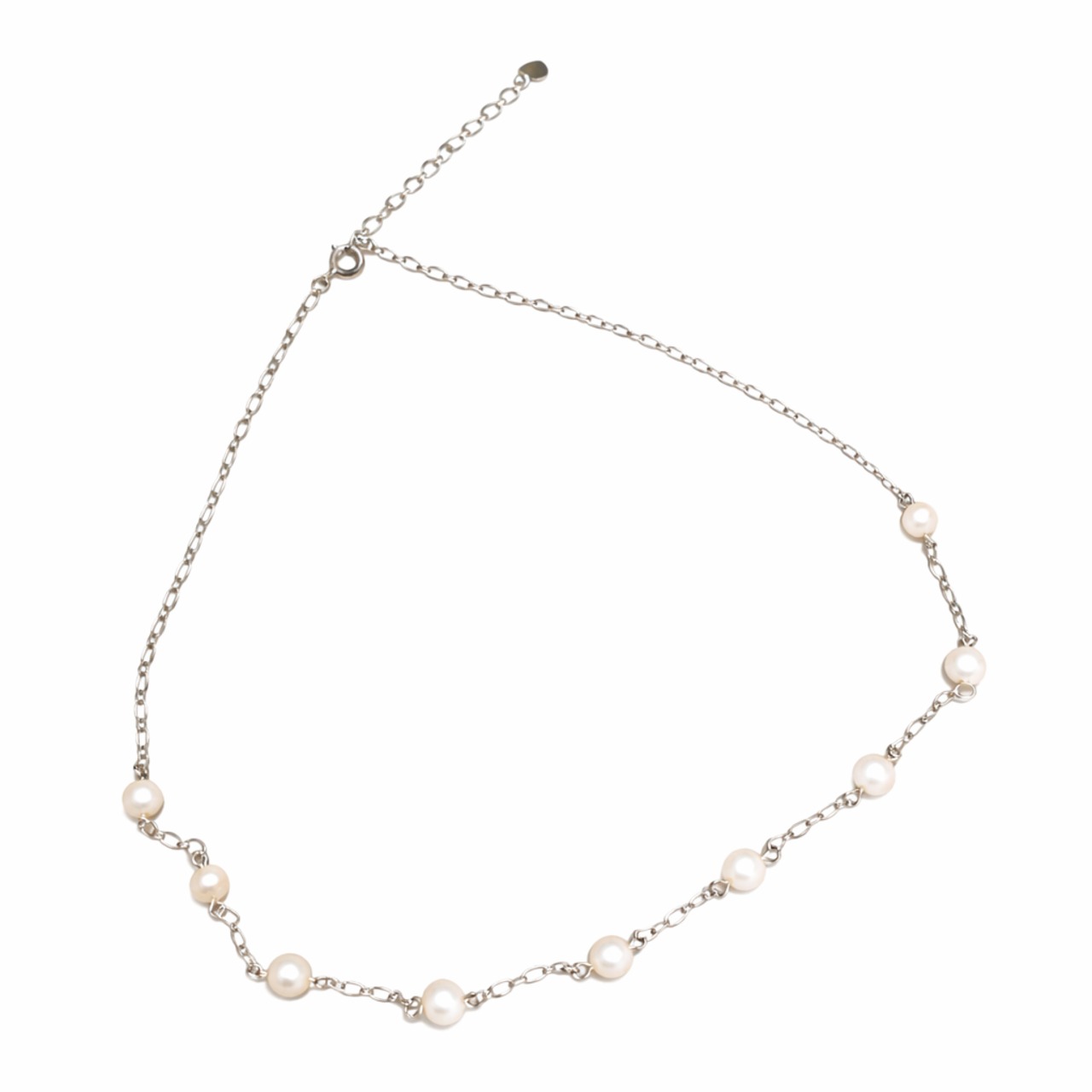あこや真珠 5.0mm ステーションネックレス 46.0cm｜9珠 アジャスター付｜SILVER925 上品カジュアル パールネックレス