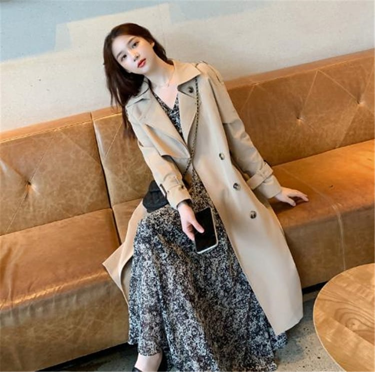 人目を引く美人 INSスタイル カジュアル トレンチコート 中・長セクション 女性 個性
