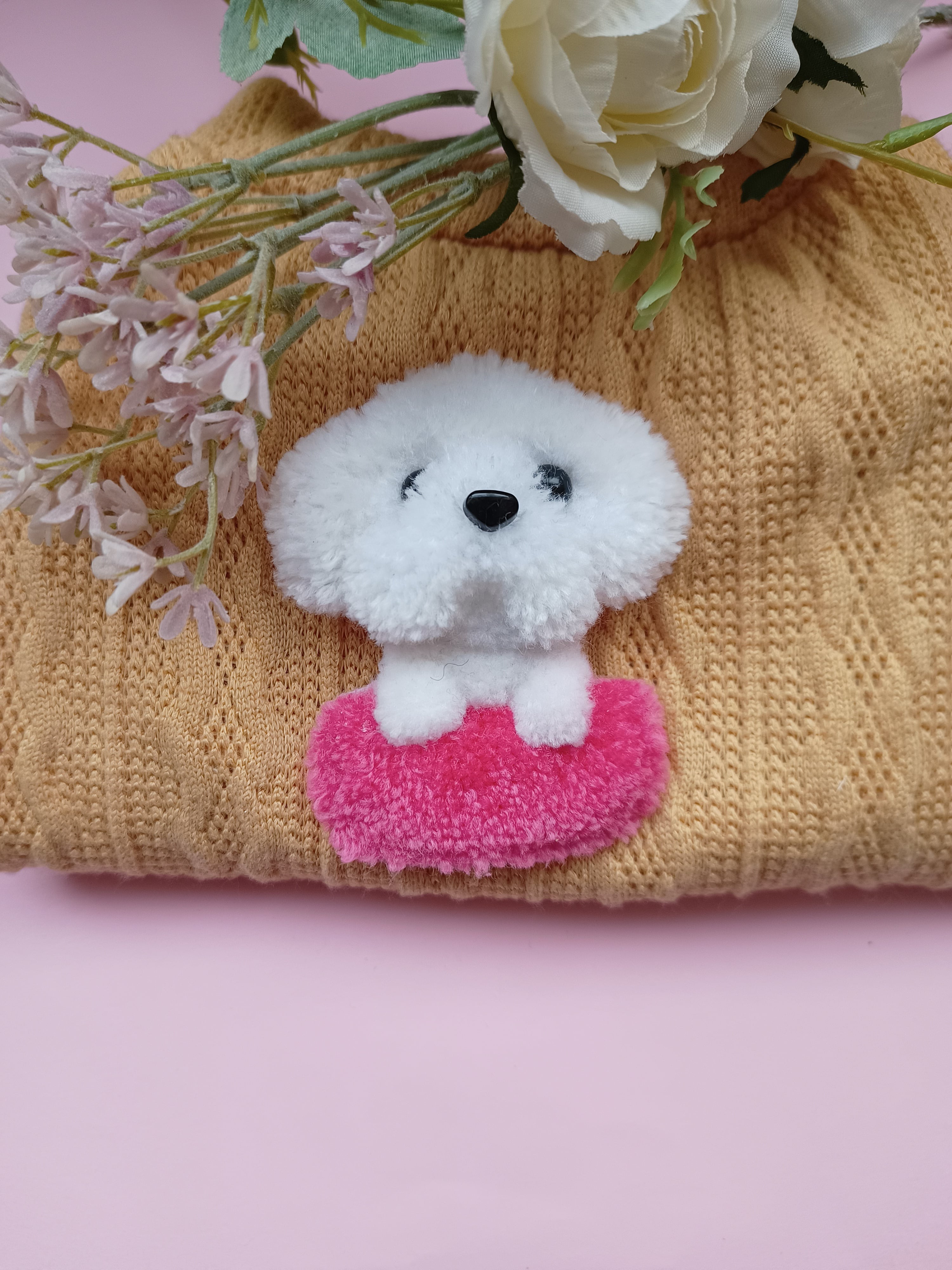 ポメラニアンパンチニードル巾着ショルダー | myuw handmade