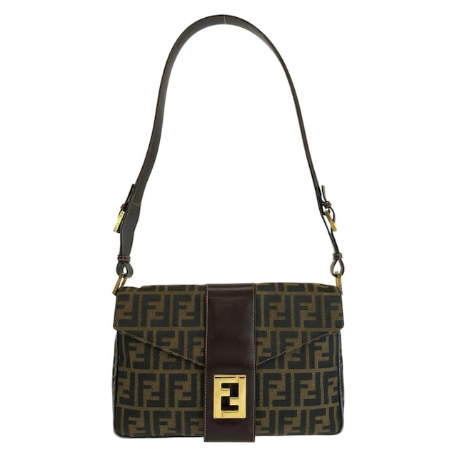 フェンディ ズッカ ショルダーバッグ 2211 2643479 ブラウン キャンバス レザー レディース FENDI 中古