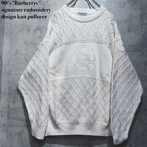 90's"Burberrys"signature embroidery design knit pullover