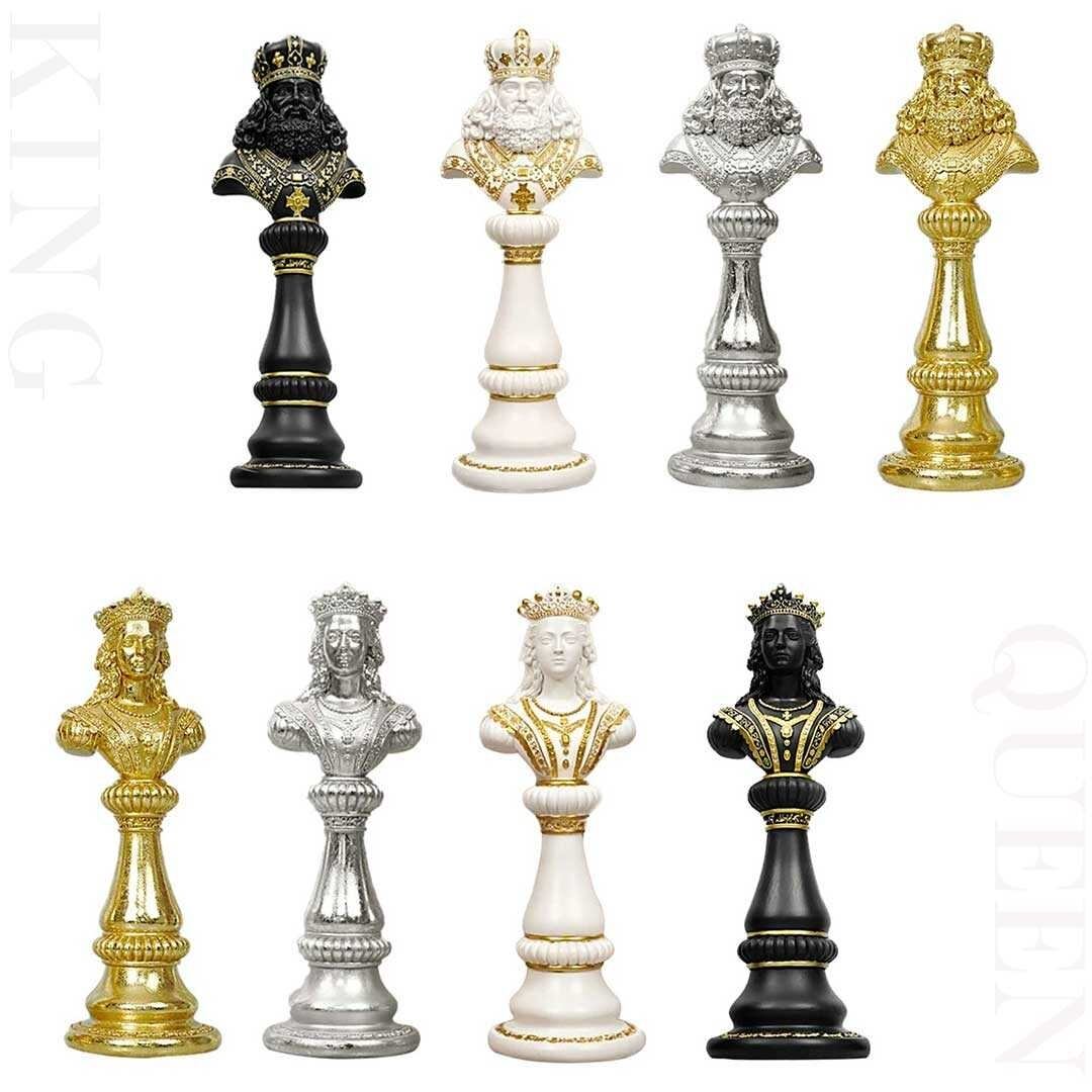 3体セット　チェスの駒　キング、クイーン、ナイト　置物　インテリア