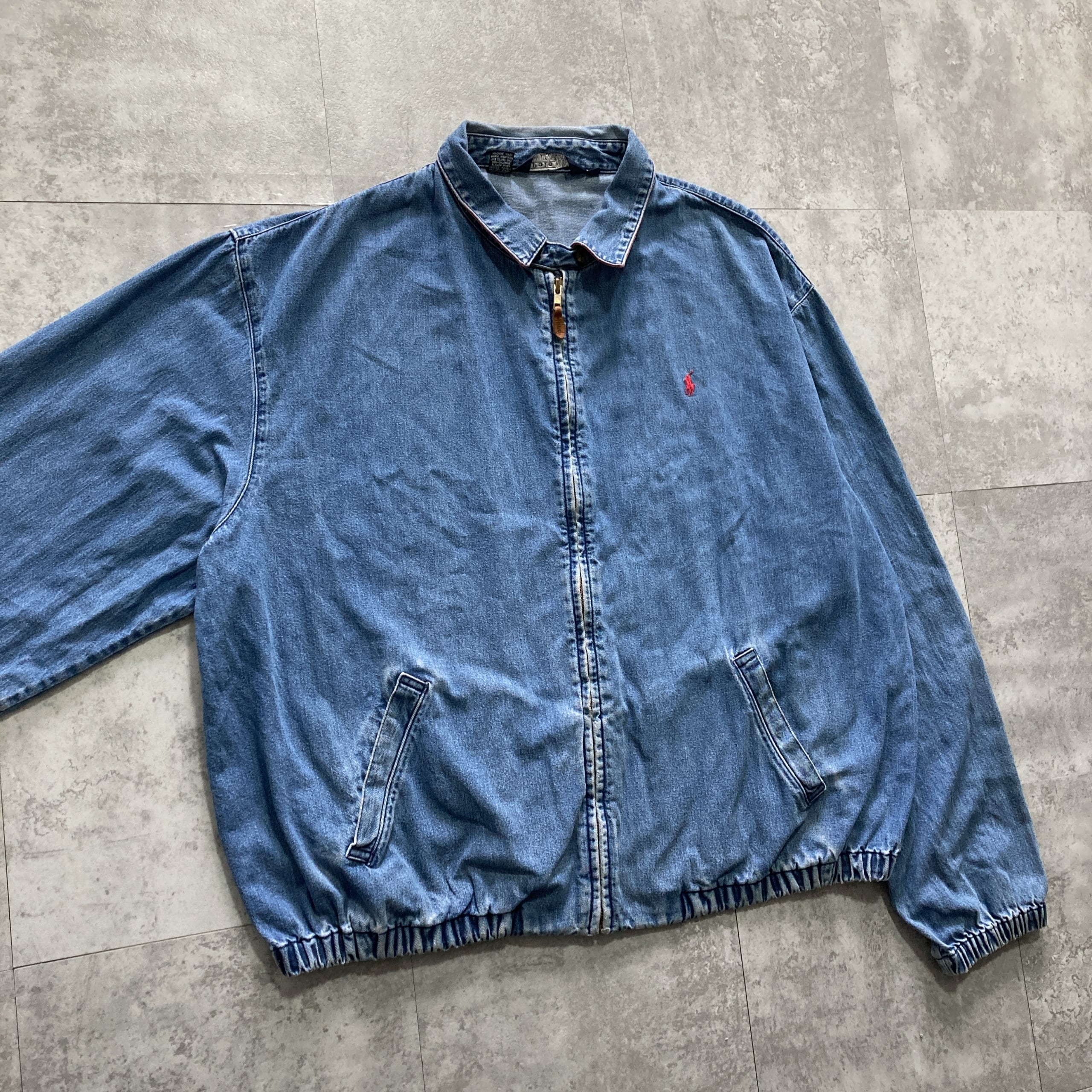 80s ポロバイラルフローレン デニムスウィングトップ ブルー ポニー刺繡 L Size.XXL】80's POLO by RALPH LAUREN ポロバイラルフローレン USA製