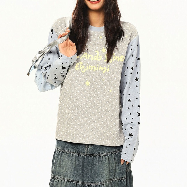スタースリーブドットロゴロングスリーブTシャツ 2col   R02839