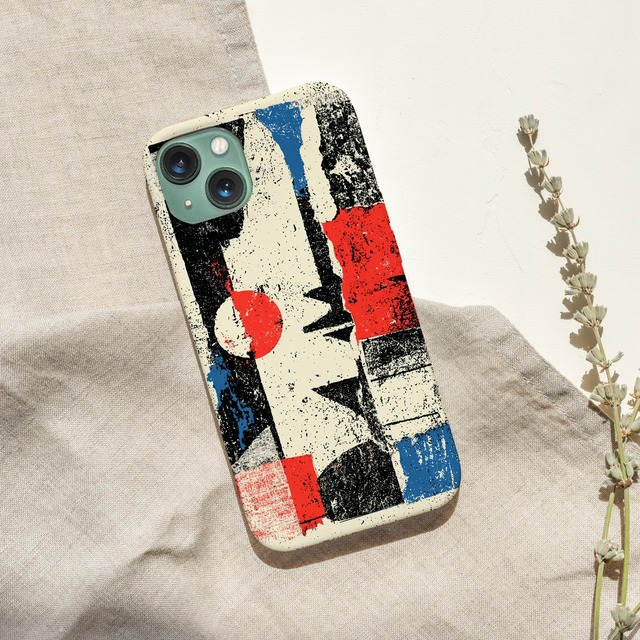 受注生産 iPhoneケース 赤黒青の紙片コラージュ｜ZINEコラージュ ZINE001C