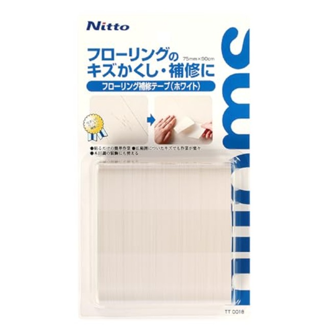 ニトムズ フローリング補修 補修テープ キズかくし 補修 木目 白色 ホワイト 幅75mm×長さ90cm TT0018