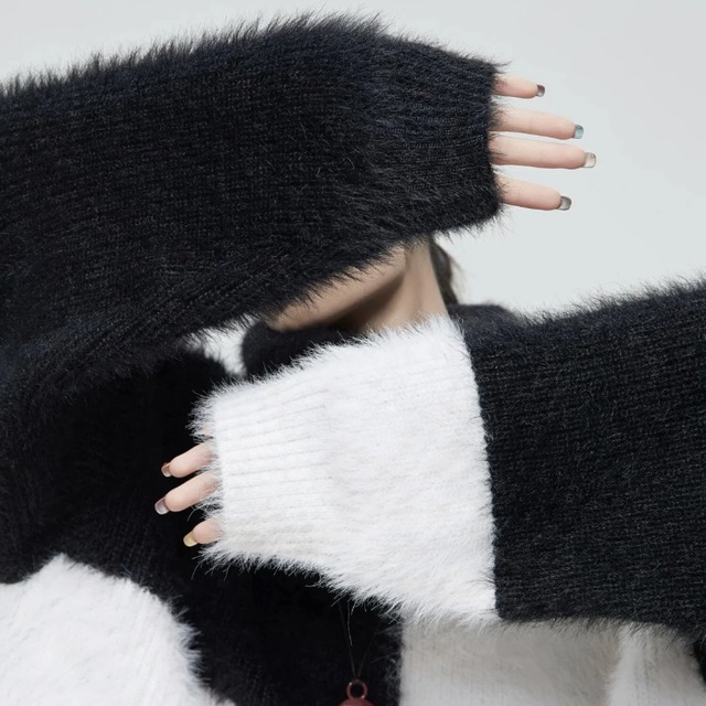 High neck color block knit C1327