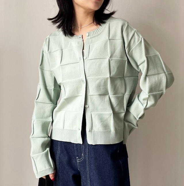 ナンバーミーTOKYO"CHECKERED PATTERN KNIT CARDIGAN"MINT