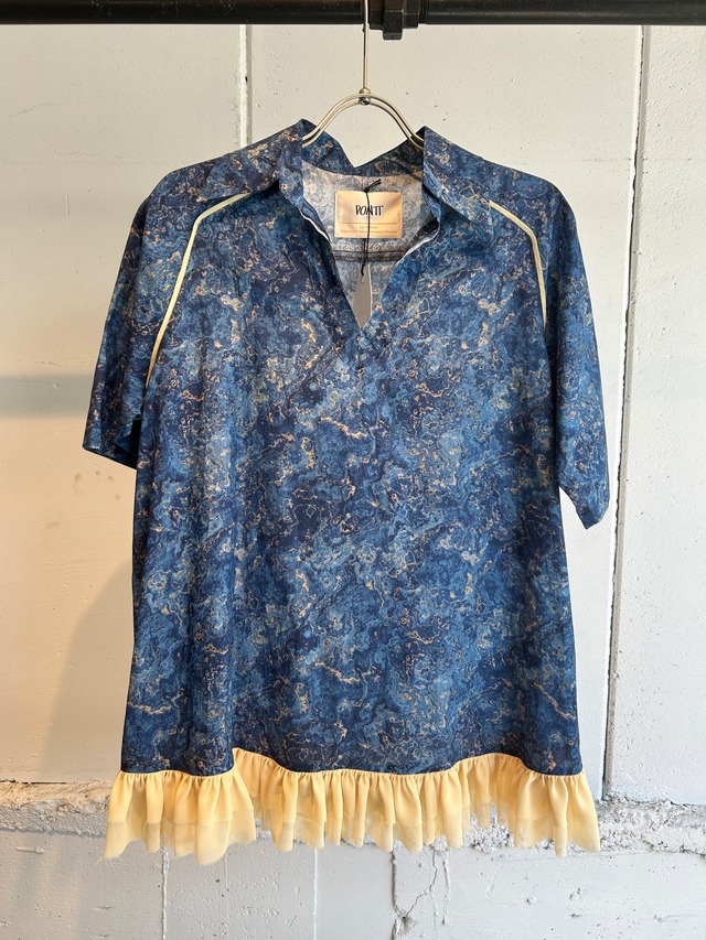 PONTI  conture print frill hem shirts