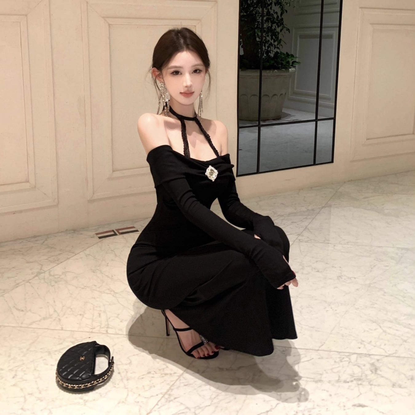 Lady's coco ロングドレス キャバドレス セクシー オフショルダー