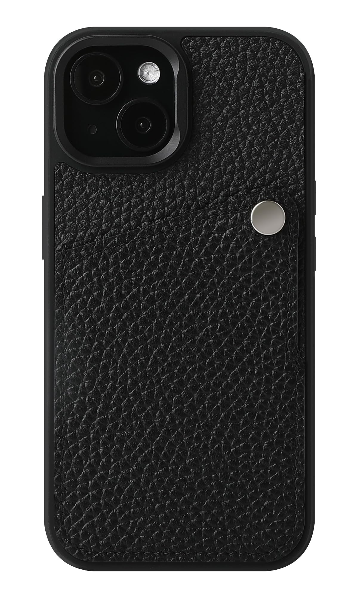 シュリンクレザー 本革 スマホケース iPhone 16 互換性 対応ケース スマホスタンド カード収納 ストラップ (ブラック)