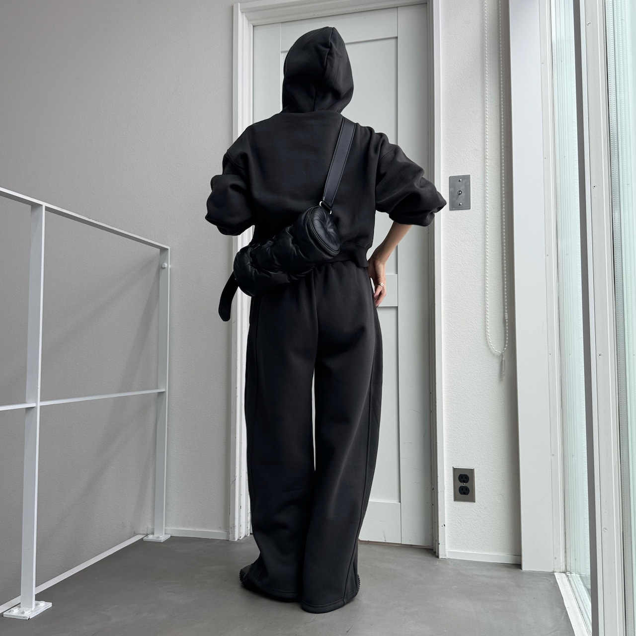 裏起毛ハーフZIPショート丈PK/チャコール