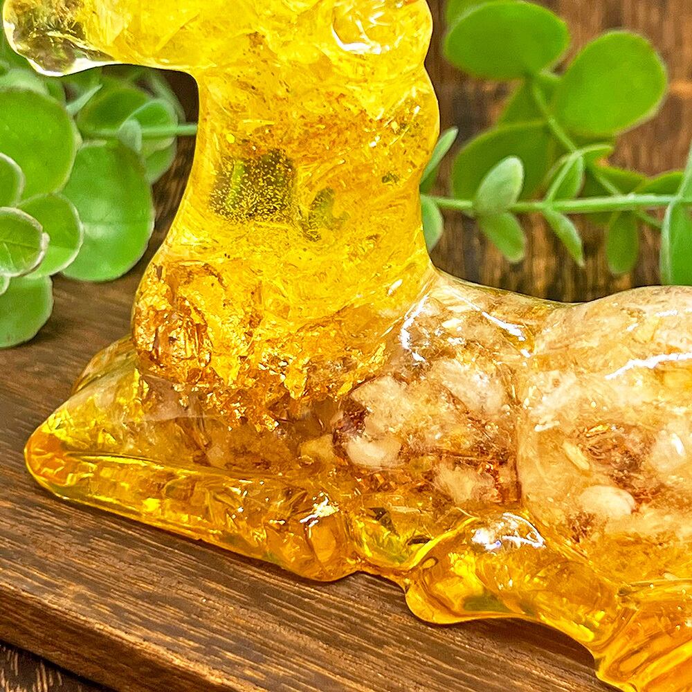 シトリン☆ミニUNICORN✨オルゴナイト イエロークラック水晶✕シトリン