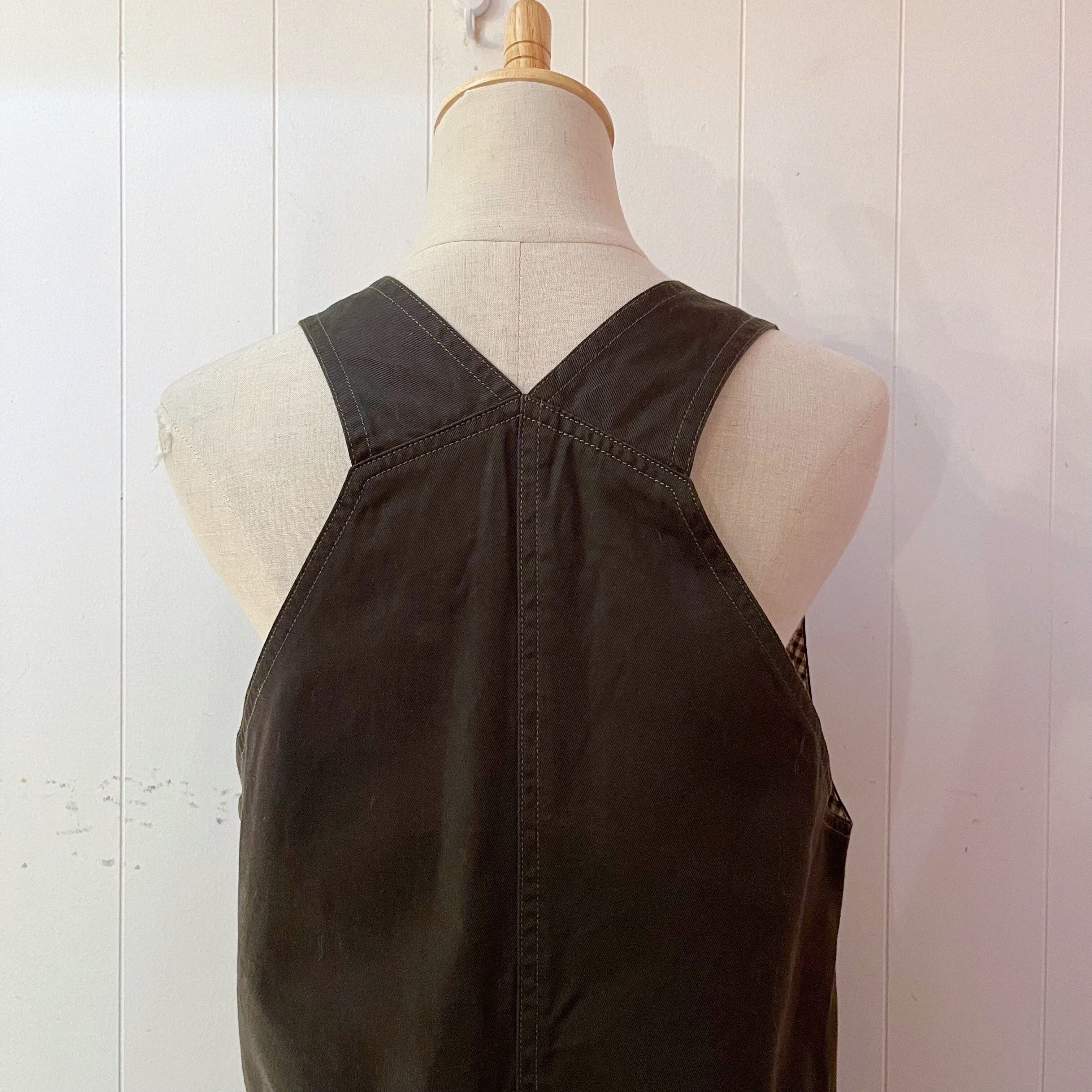 gingham check brown salopette skirt