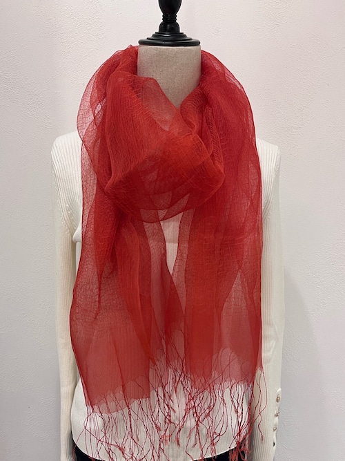 茜染シルクオーガンジーストール エアリー
