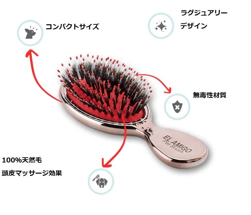 即納【EL AMIGO】Premium Pet Brush PearlSeries《RedPearl＆Magenta