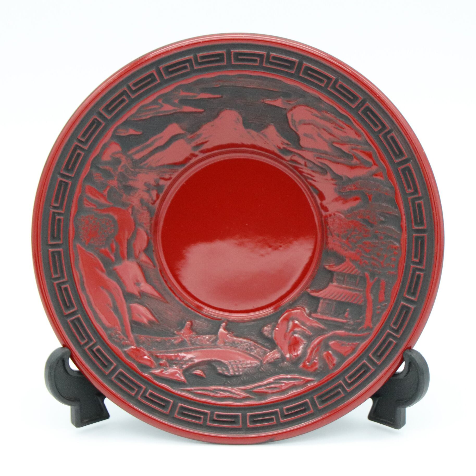 仙台堆朱・茶筒・茶托5客セット・彫漆・No.201103-08・梱包