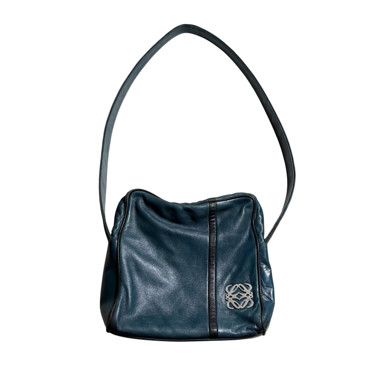 vintage LOEWE blue green leather shoulder bag