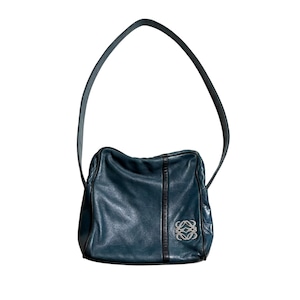 vintage LOEWE blue green leather shoulder bag