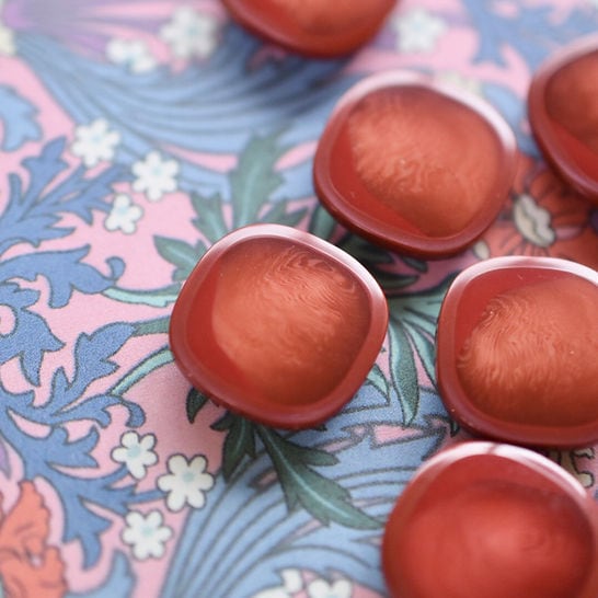 ●『2個セット』スクエア マーブルディープオレンジ 19.5㎜