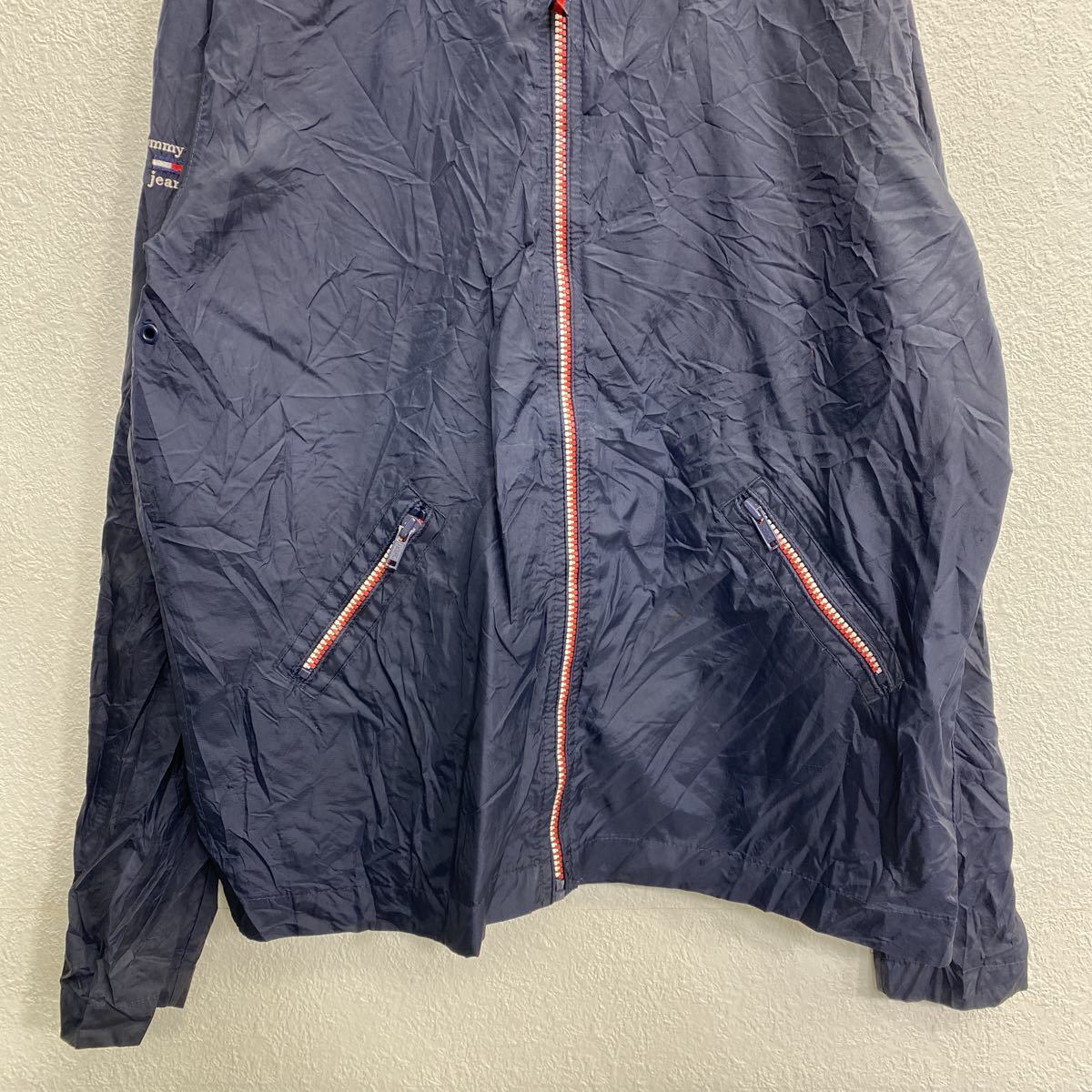 TOMMY HILFIGER ナイロンジャンパー レディース L ネイビー トミーヒルフィガー ロゴ フルジップ 古着卸 アメリカ仕入  t2201-3803