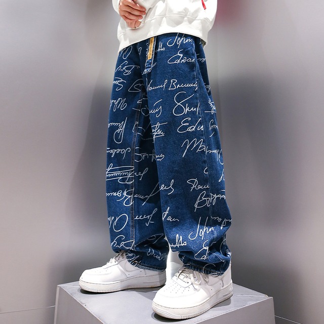 【ボトムス】Hiphopトレンディなワイドレッグジーンズ 2108302114J