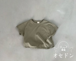 【Bella bambina】ふんわりシルエットの無地T カーキ 80~130cm 240723