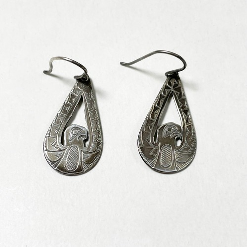 First Nations Hand Carved Sterling Pirced Earrings  (Eagle Motif)