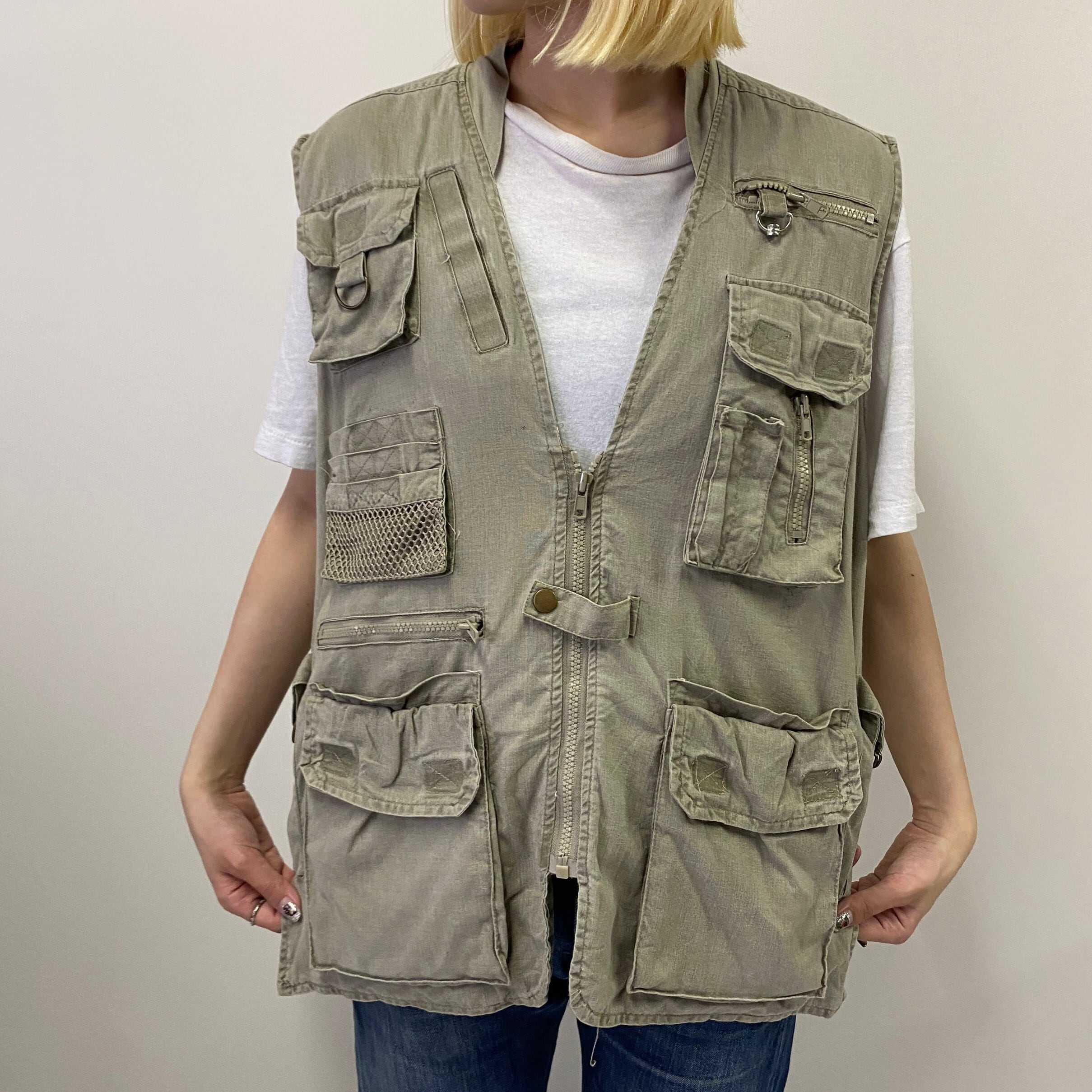 Rothco ロスコ 多ポケット フィッシングベスト メンズs 古着 多機能ベスト ベージュ メッシュライナー ベスト Cave 古着屋 公式 古着通販サイト