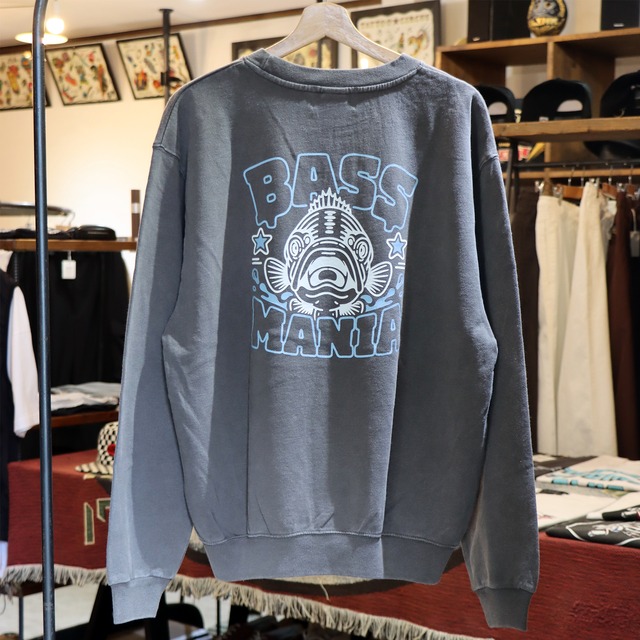 Bass Face Fade Wash Crew Neck Sweat Shirt［F.GRAY］