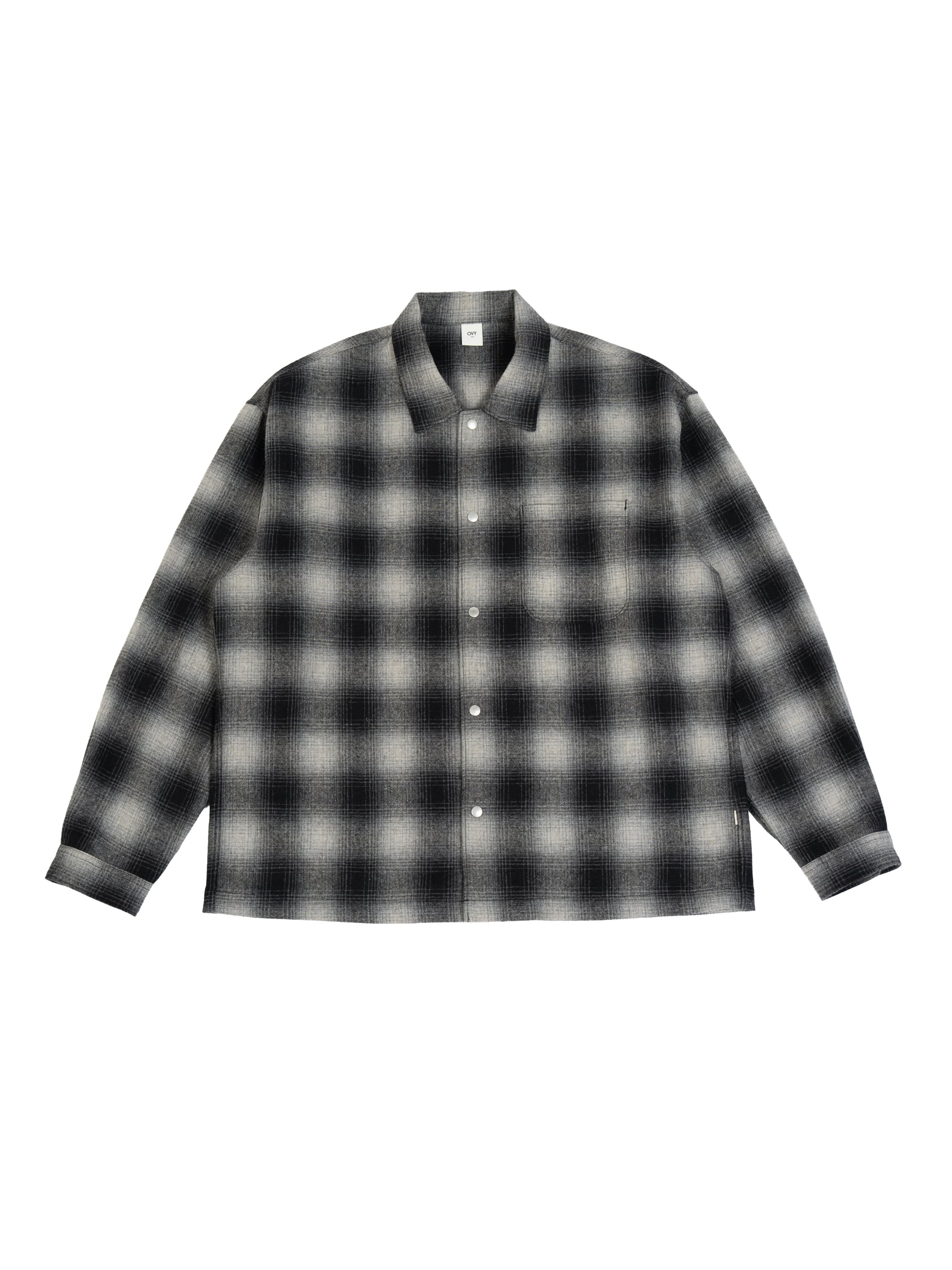 Ombre Check Shirt Jacket (white×black) | OVY
