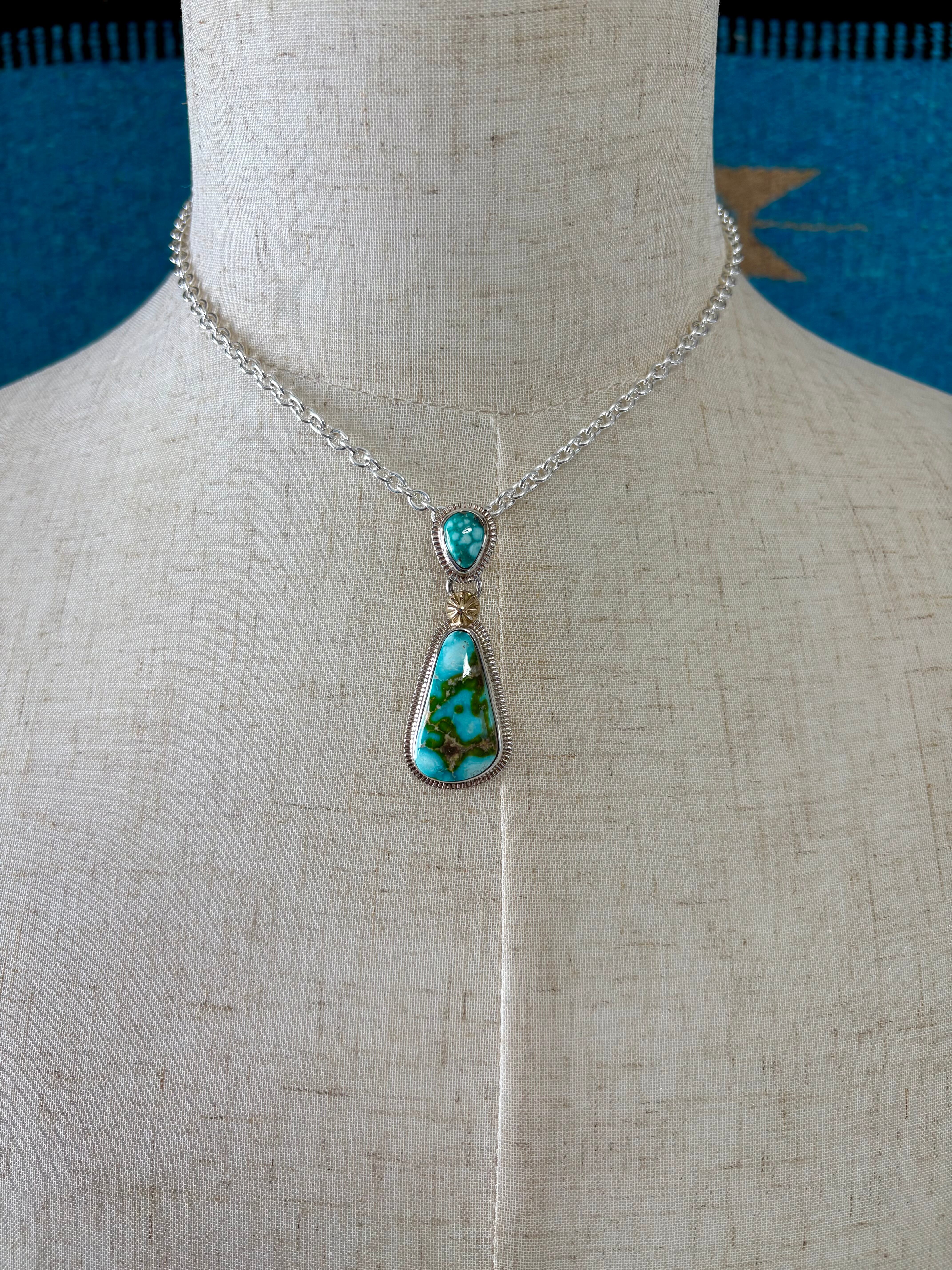 Sonoran Gold & White Water 18k concho pendant top | Sunset＆Eagle