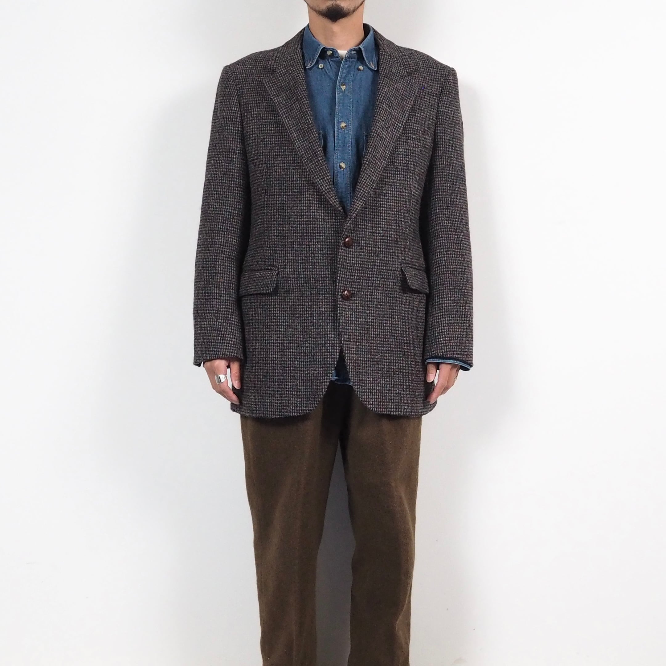 80’s Harris Tweed EAGLE Clothes wool tailored jacket M USA製 ハリスツイード ウール テーラードジャケット