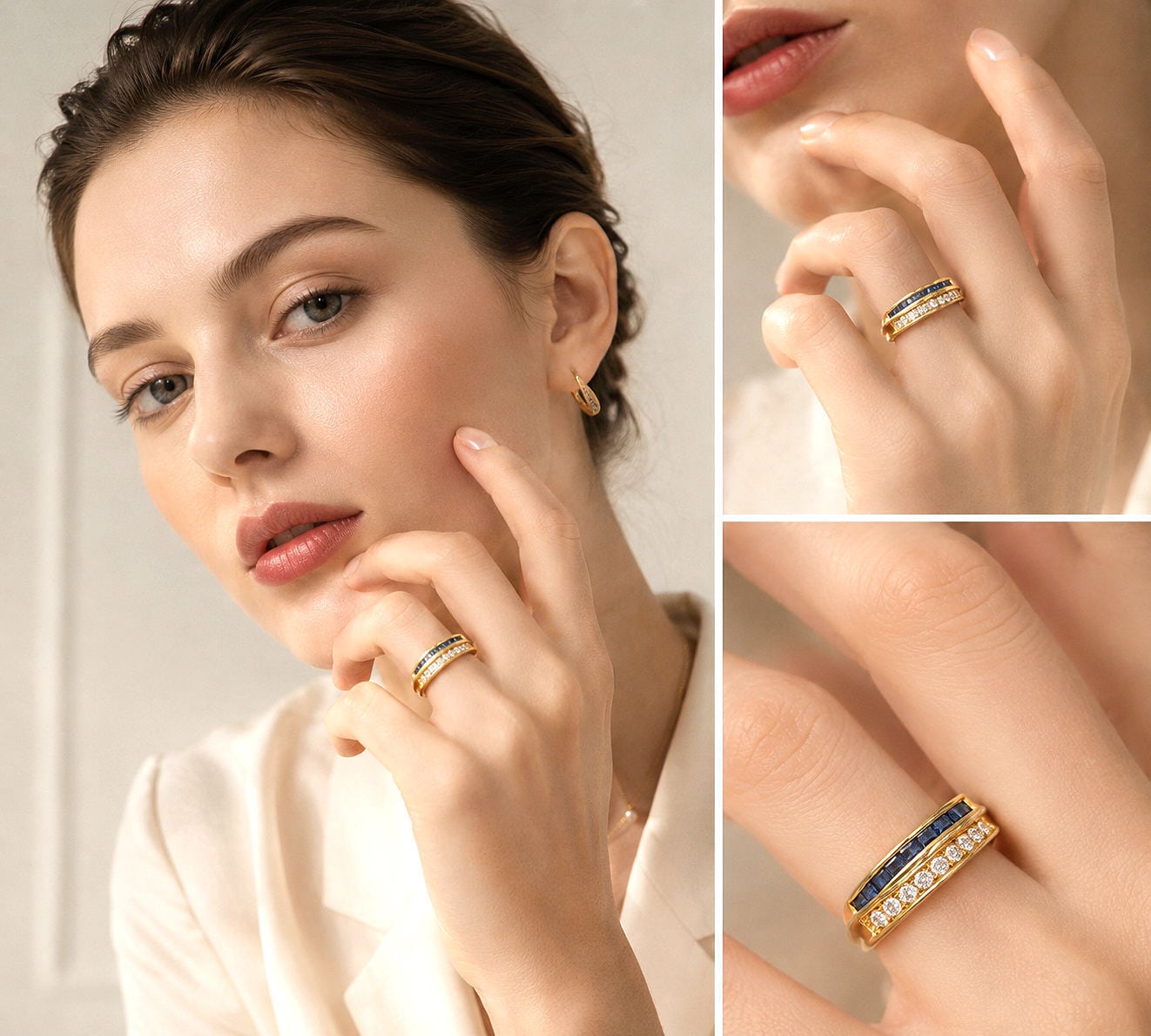 TIFFANY ティファニー K18 YG ダイヤモンド サファイア リング 8P