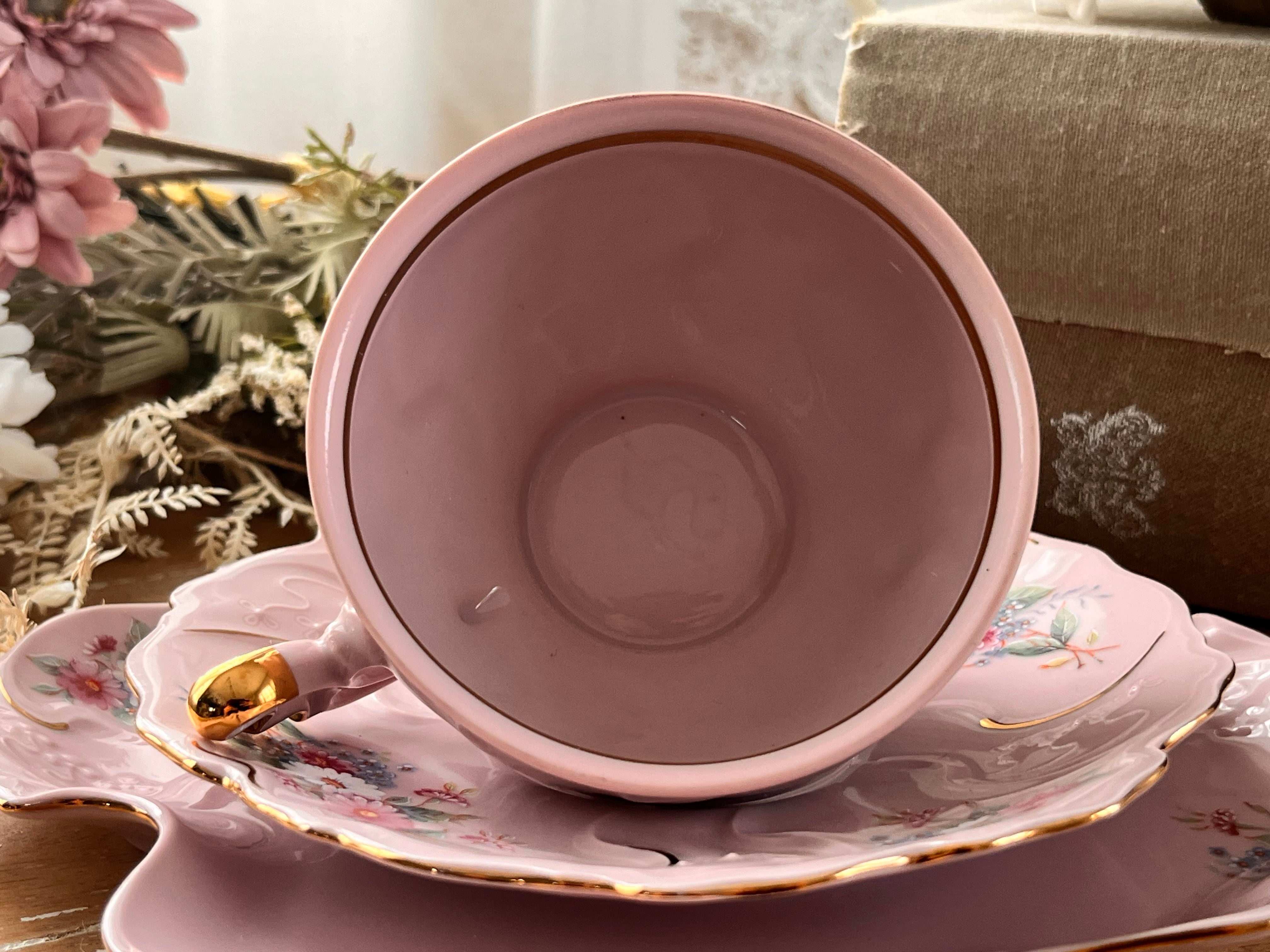 最高級  Dux チェコ製 ピンク磁器 豪華3点 完品 チェコ H&C ローズピンク トリオセット | アンティークyumikichi