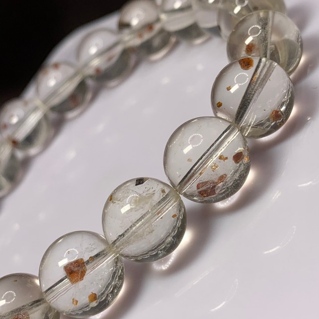 美☆天然ガーネットインクォーツブレスレット