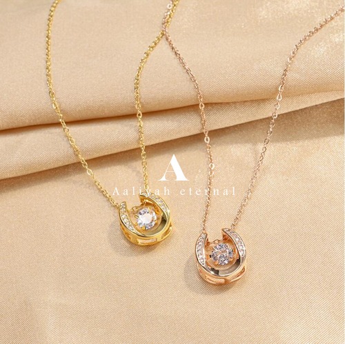 Zirconia Horseshoe necklace surgical stainless