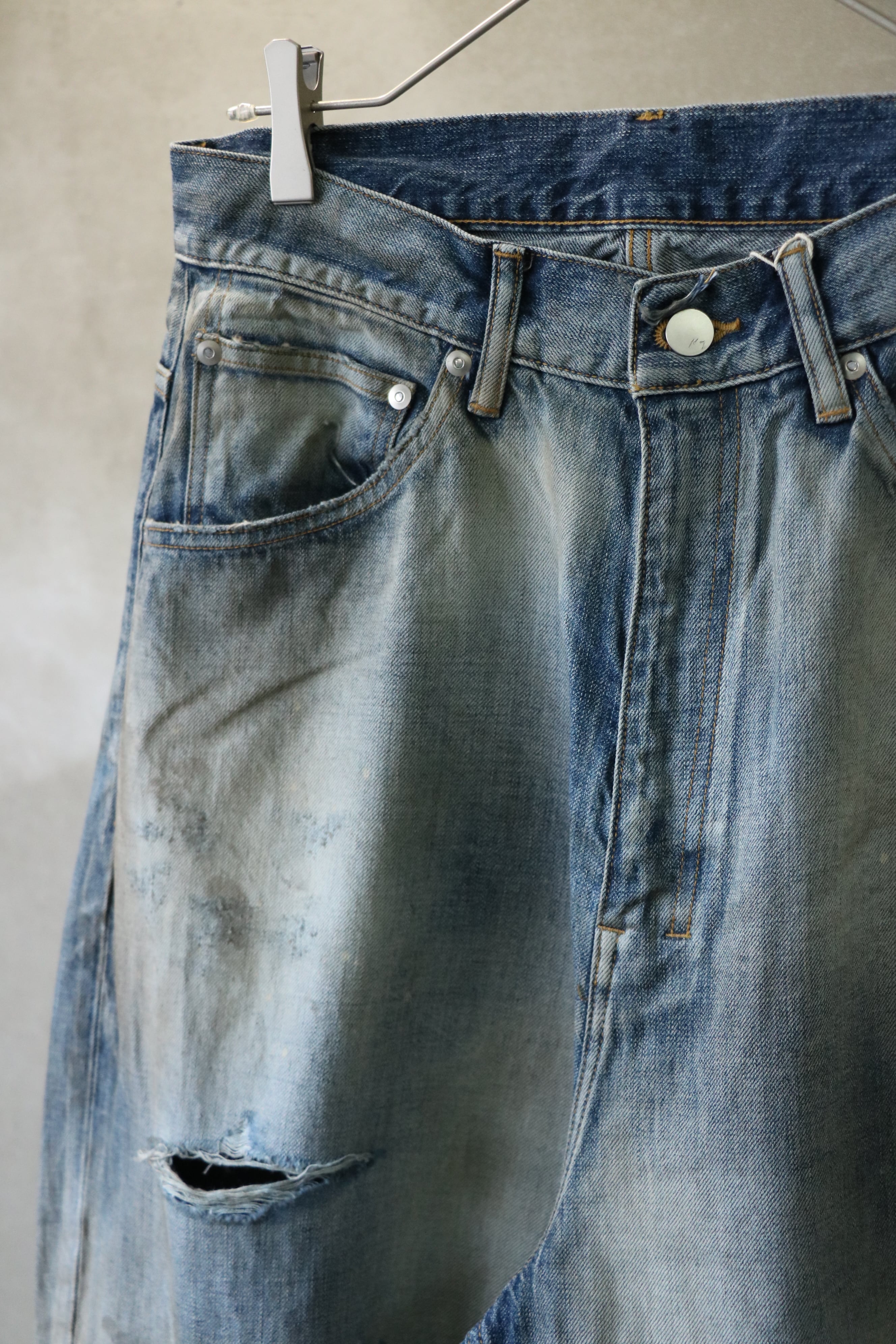 Ancellm -DAMAGE WIDE 5P DENIM PANTS- / ANC-PT77-B Ancellm -DAMAGE WIDE 5P DENIM PANTS- / ANC-PT77-B