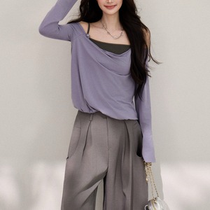 ドレープネックキャミソール&シアートップスセット A41